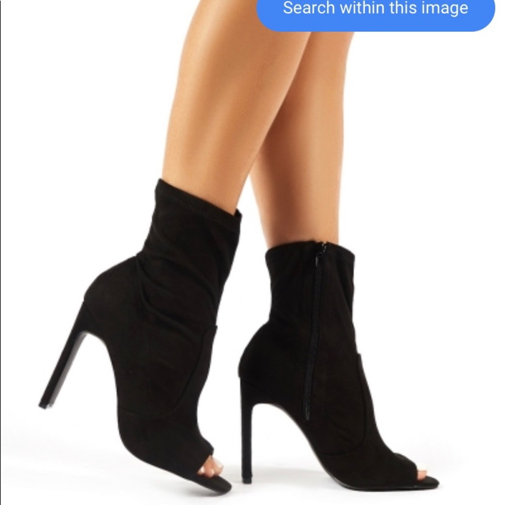 PUBLIC DESIRE SOCK PEEP TOE BOOTS